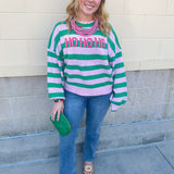 "Ho Ho Ho" Striped Sweater - The Pink Pineapple 850