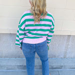 "Ho Ho Ho" Striped Sweater - The Pink Pineapple 850