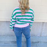 "Ho Ho Ho" Striped Sweater - The Pink Pineapple 850