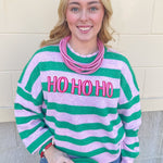 "Ho Ho Ho" Striped Sweater - The Pink Pineapple 850
