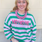 "Ho Ho Ho" Striped Sweater - The Pink Pineapple 850