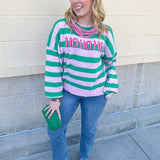 "Ho Ho Ho" Striped Sweater - The Pink Pineapple 850