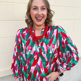 Holiday Bloom Abstract Top - The Pink Pineapple 850