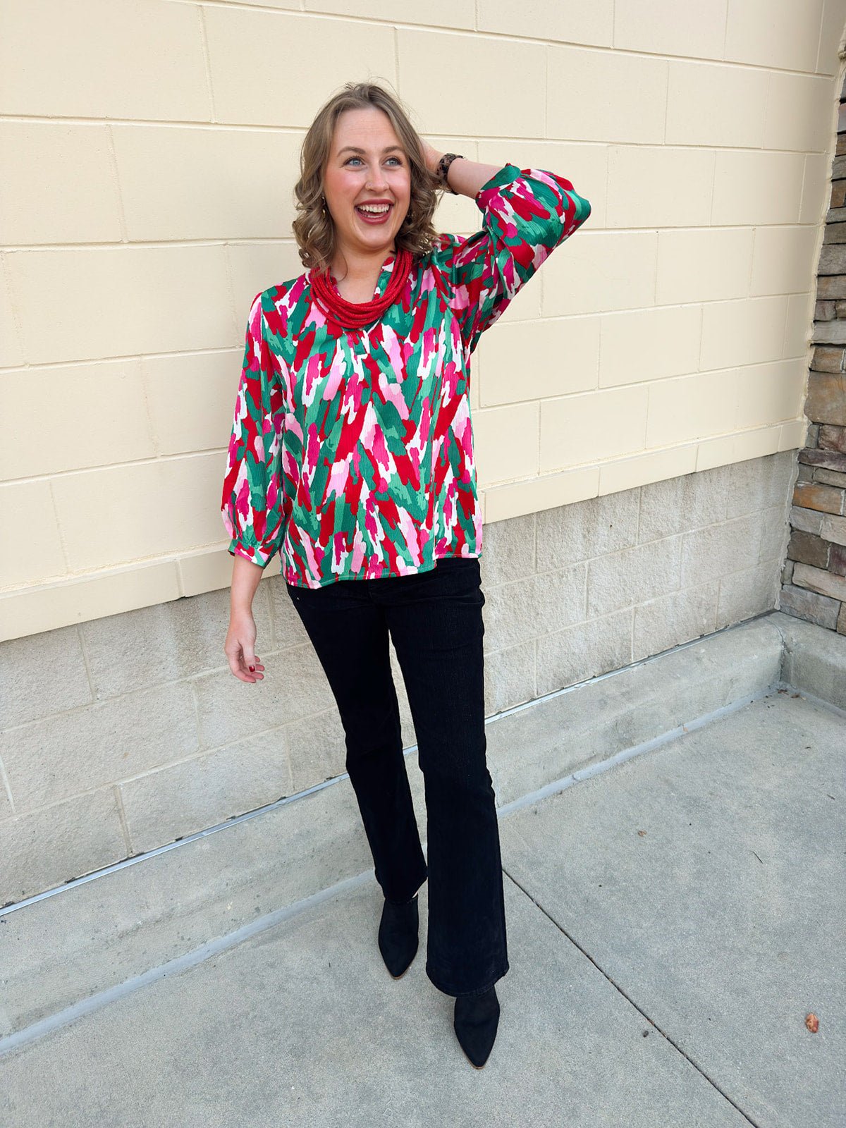 Holiday Bloom Abstract Top - The Pink Pineapple 850