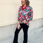 Holiday Bloom Abstract Top - The Pink Pineapple 850
