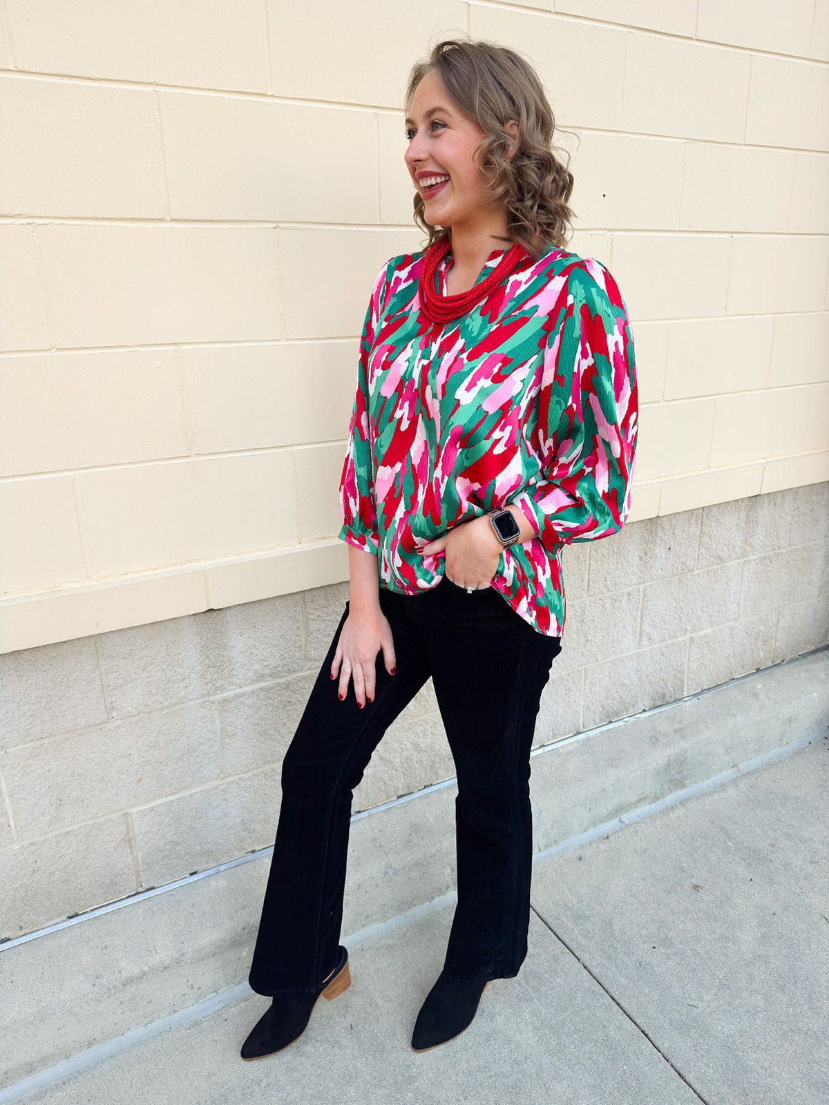 Holiday Bloom Abstract Top - The Pink Pineapple 850
