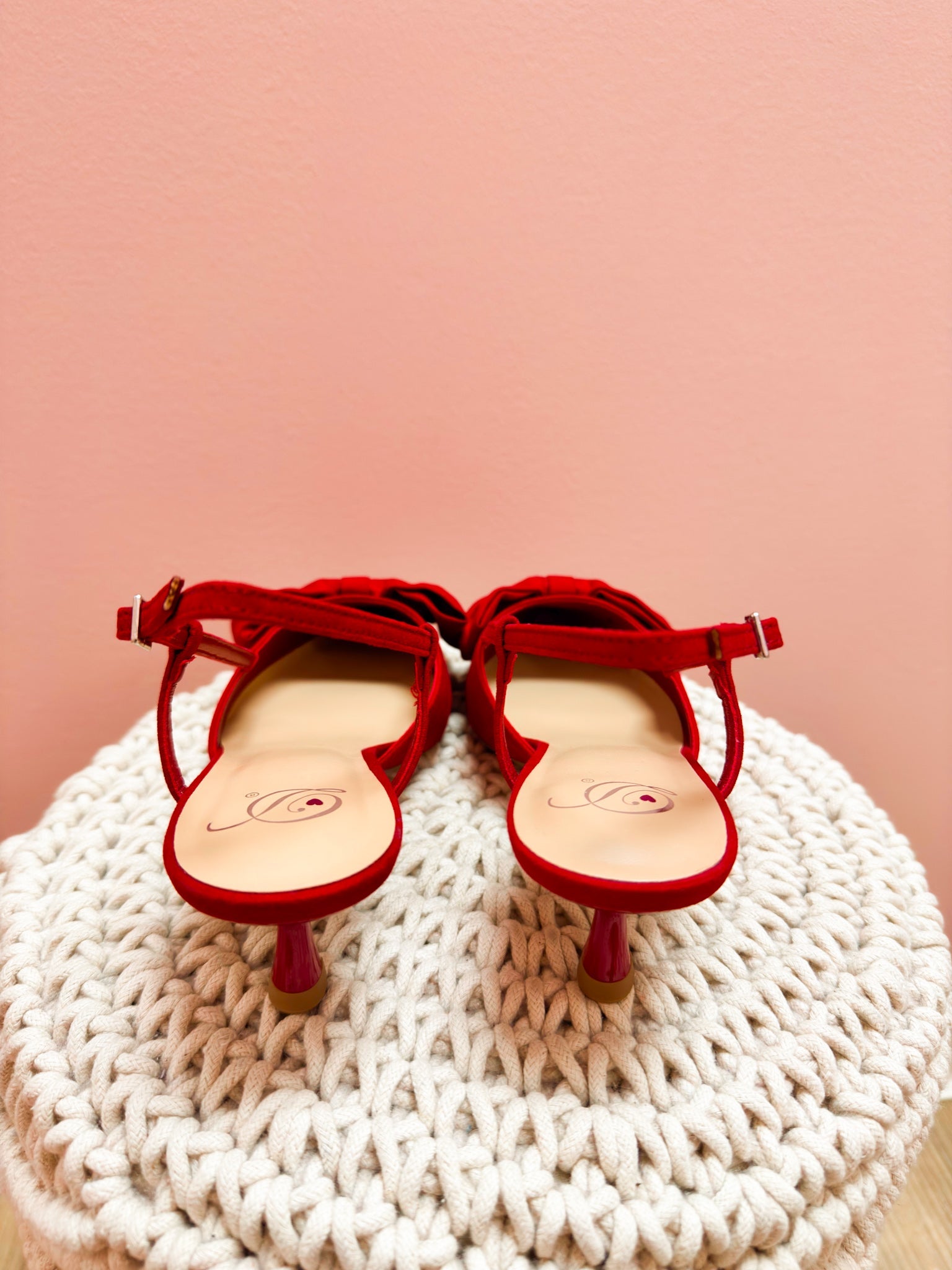 Holiday Bow Red Slingback Heels - The Pink Pineapple 850