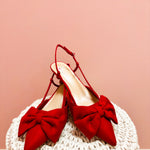 Holiday Bow Red Slingback Heels - The Pink Pineapple 850