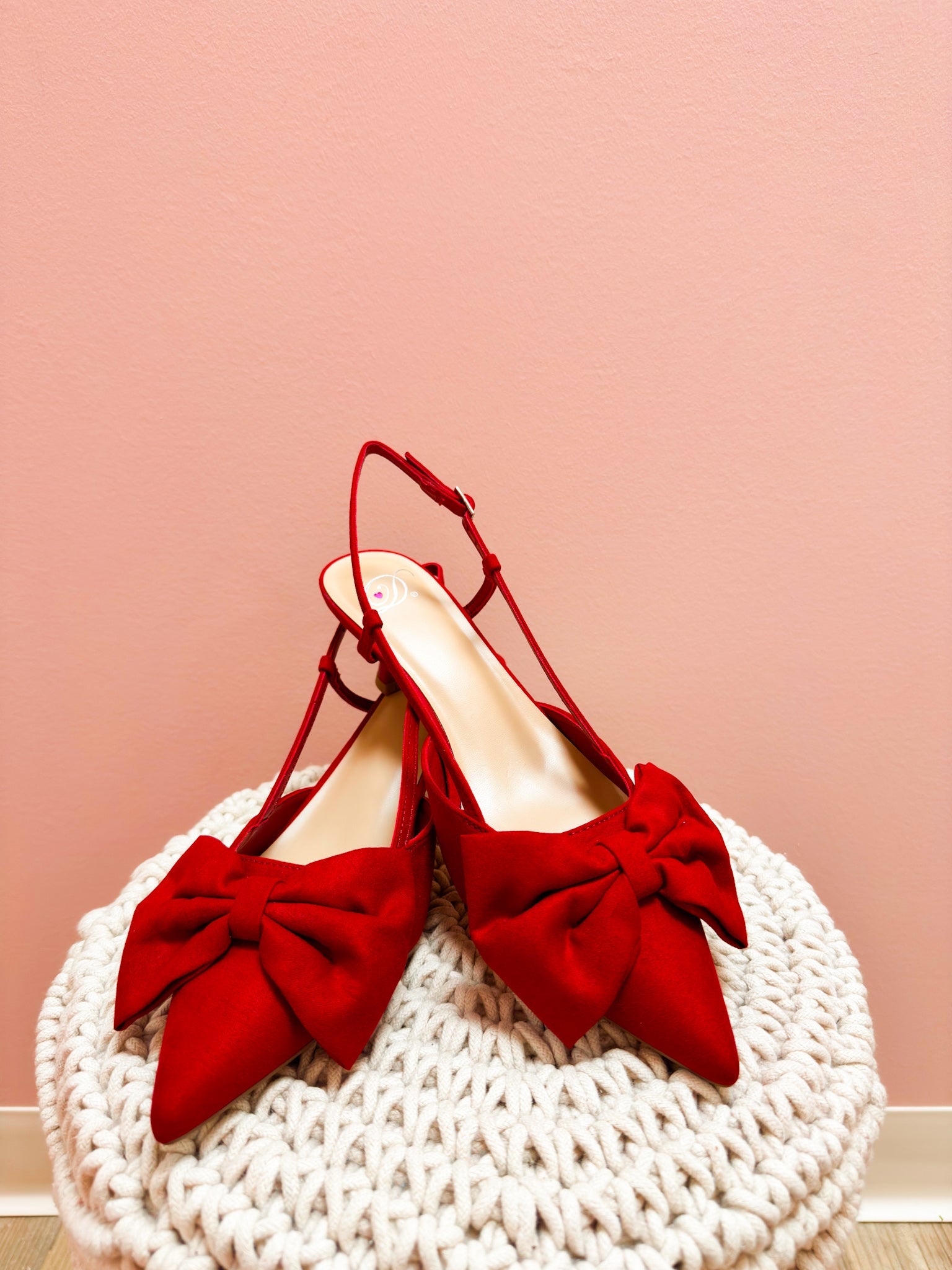 Holiday Bow Red Slingback Heels - The Pink Pineapple 850