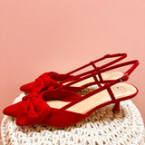Holiday Bow Red Slingback Heels - The Pink Pineapple 850
