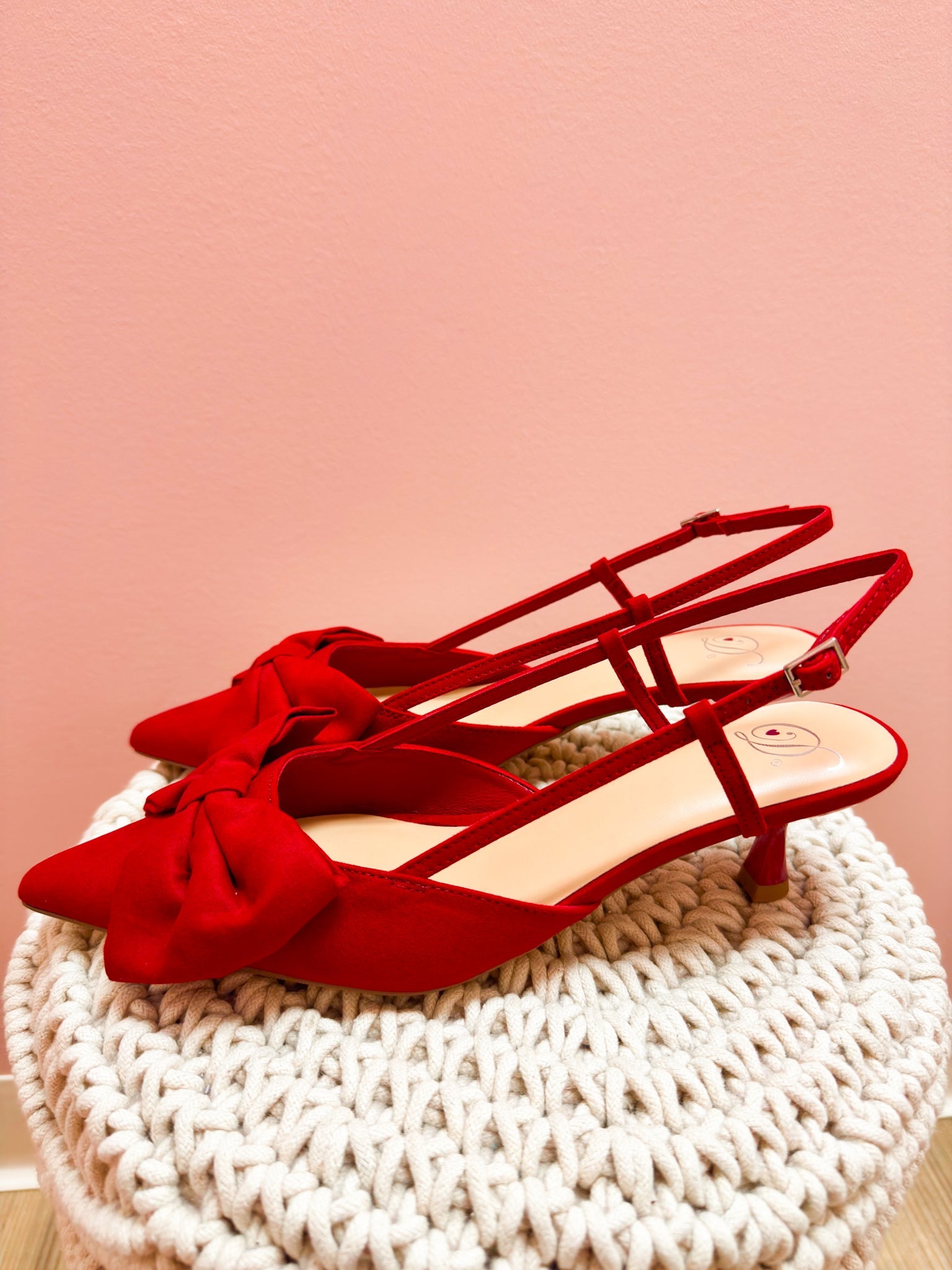 Holiday Bow Red Slingback Heels - The Pink Pineapple 850