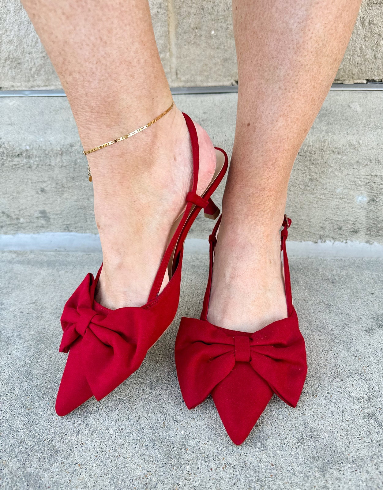 Holiday Bow Red Slingback Heels - The Pink Pineapple 850