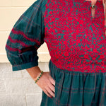 Holiday Charm Embroidered Plaid Mini Dress - The Pink Pineapple 850