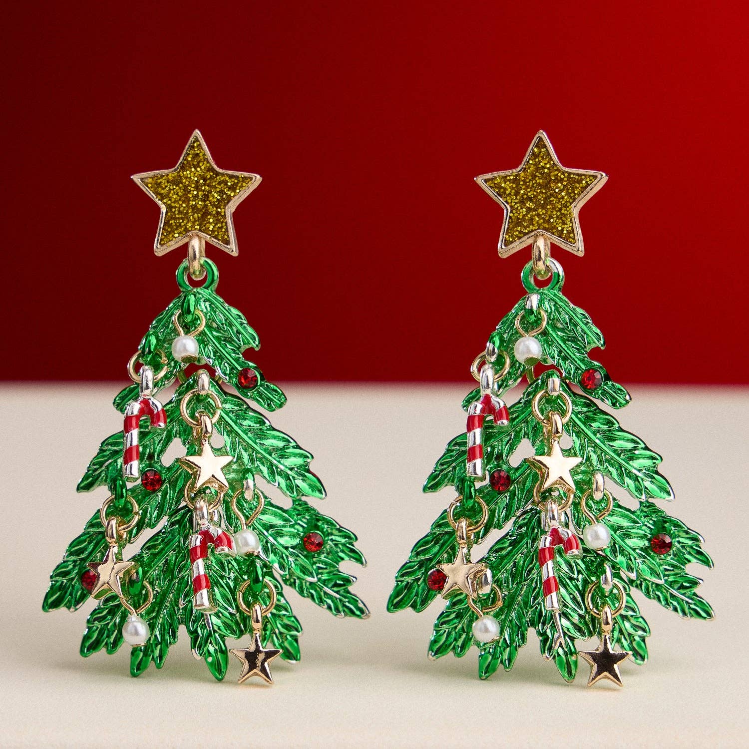 Holiday Cheer Christmas Tree Dangle Earrings - The Pink Pineapple 850