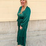 Holiday Everly Silky Tiered Midi Dress in Green - The Pink Pineapple 850