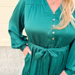 Holiday Everly Silky Tiered Midi Dress in Green - The Pink Pineapple 850