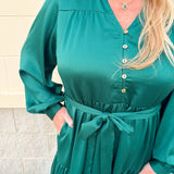 Holiday Everly Silky Tiered Midi Dress in Green - The Pink Pineapple 850