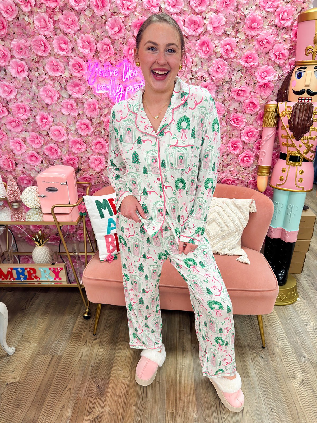 Holiday House Pajama Set - The Pink Pineapple 850