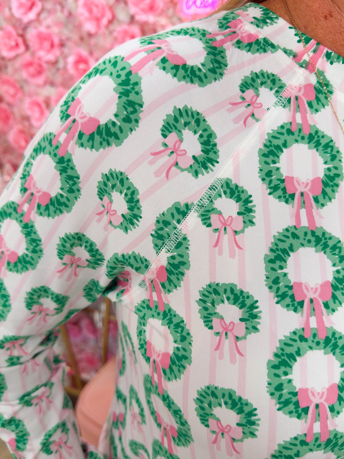 Holiday Wreaths Pajama Set - The Pink Pineapple 850