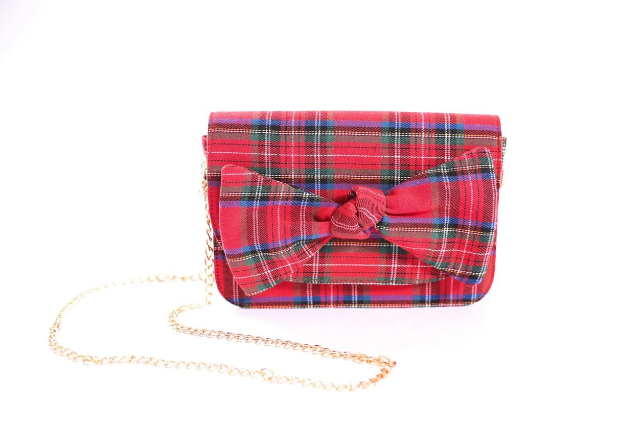 Holly Bow Tartan Crossbody Purse - The Pink Pineapple 850