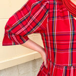 Holly Days Tiered Plaid Top in Red - The Pink Pineapple 850