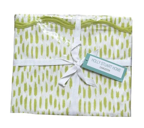 [Holly Stuart Home] Lime Brushstroke Scalloped Mahjong Tablecloth - The Pink Pineapple 850