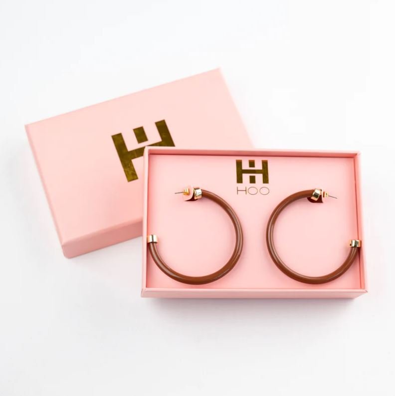 [Hoo Hoops] Café Acrylic Hoop Earrings - The Pink Pineapple 850