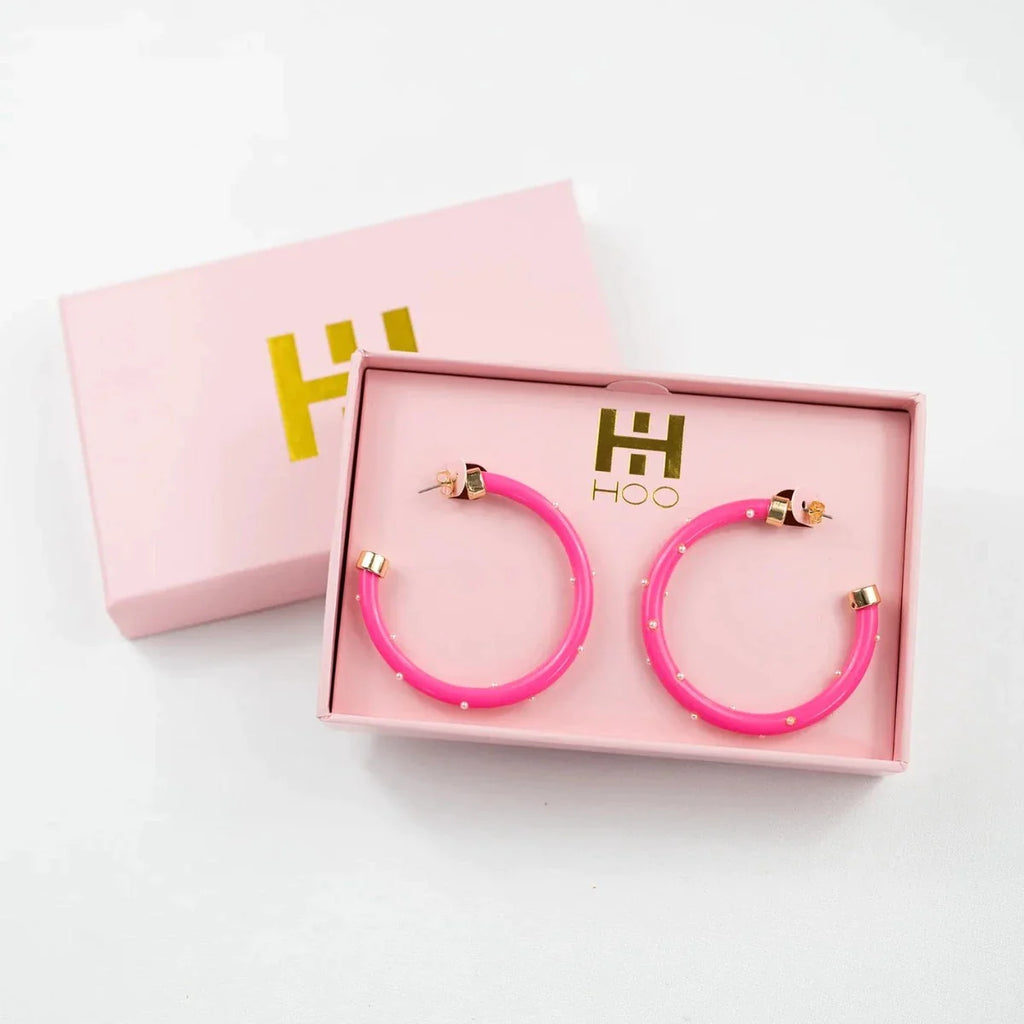 Hoo Hoops-Hot Pink with Pearls