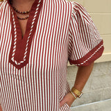 Horizon Stripe Lantern Mini Dress - The Pink Pineapple 850