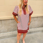 Horizon Stripe Lantern Mini Dress - The Pink Pineapple 850