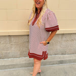 Horizon Stripe Lantern Mini Dress - The Pink Pineapple 850