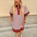 Horizon Stripe Lantern Mini Dress - The Pink Pineapple 850