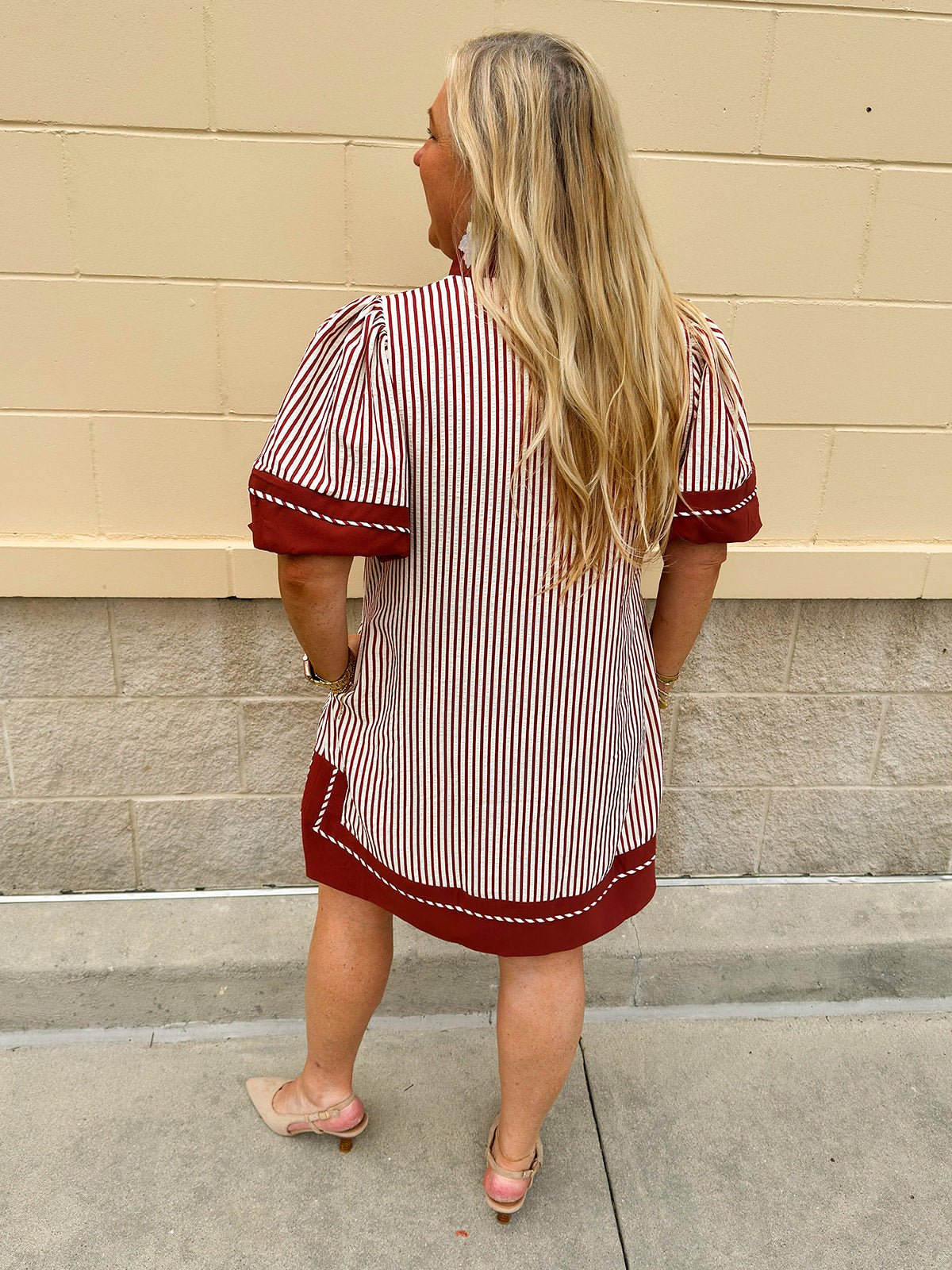 Horizon Stripe Lantern Mini Dress - The Pink Pineapple 850