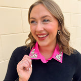 Hot Pink Faux Collar with Rhinestones - The Pink Pineapple 850
