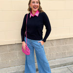 Hot Pink Faux Collar with Rhinestones - The Pink Pineapple 850