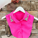Hot Pink Faux Collar with Rhinestones - The Pink Pineapple 850