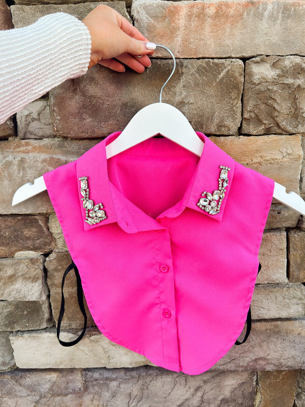 Hot Pink Faux Collar with Rhinestones - The Pink Pineapple 850