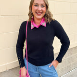 Hot Pink Faux Collar with Rhinestones - The Pink Pineapple 850