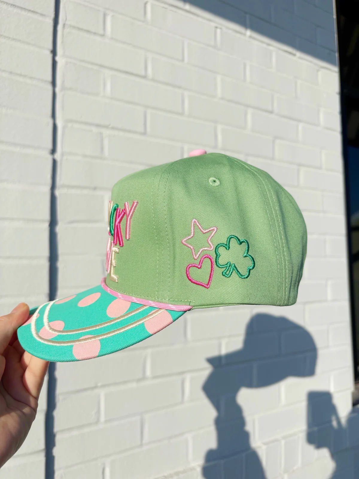 “How Lucky Are We” Green Polka Dot Trucker Hat - The Pink Pineapple 850