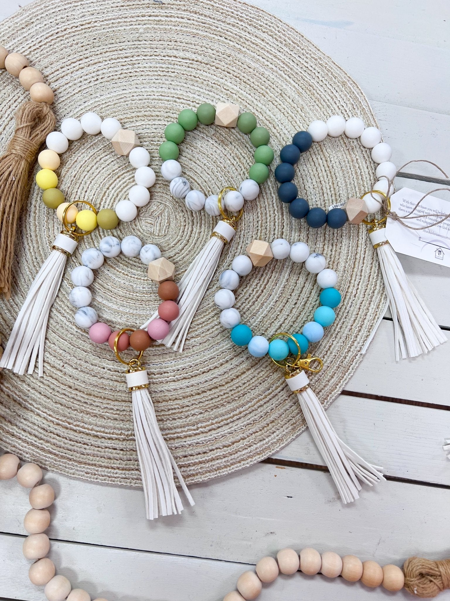 [Humble House] Bracelet Silicone Beaded Tassel Keychains - The Pink Pineapple 850