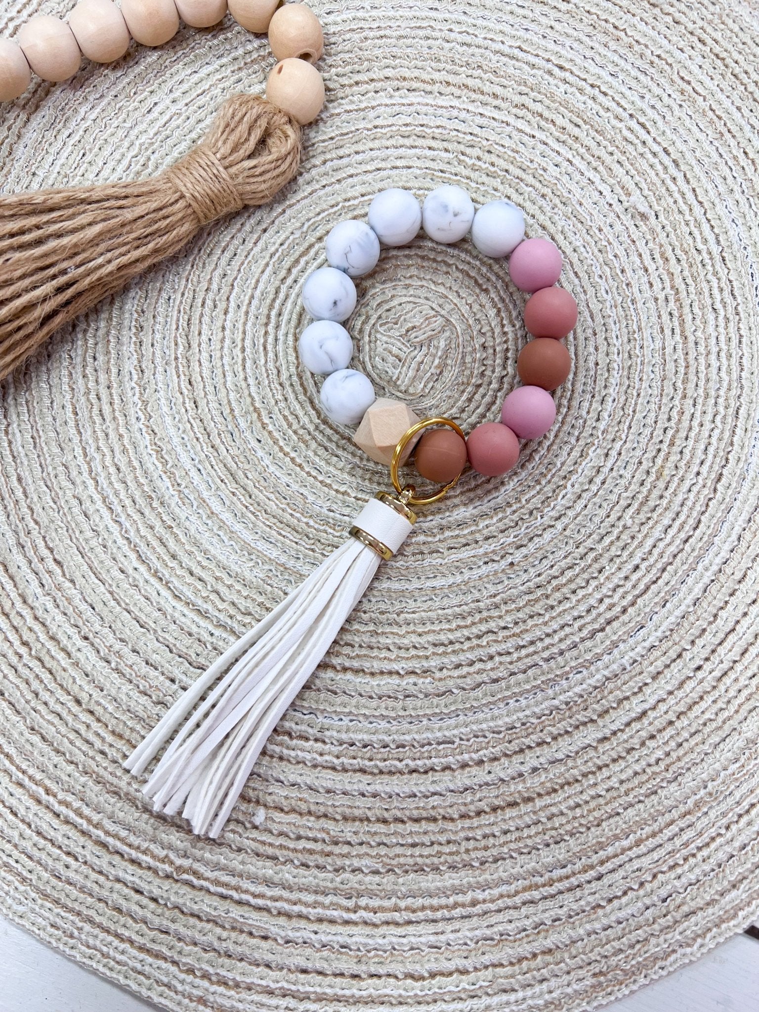 [Humble House] Bracelet Silicone Beaded Tassel Keychains - The Pink Pineapple 850