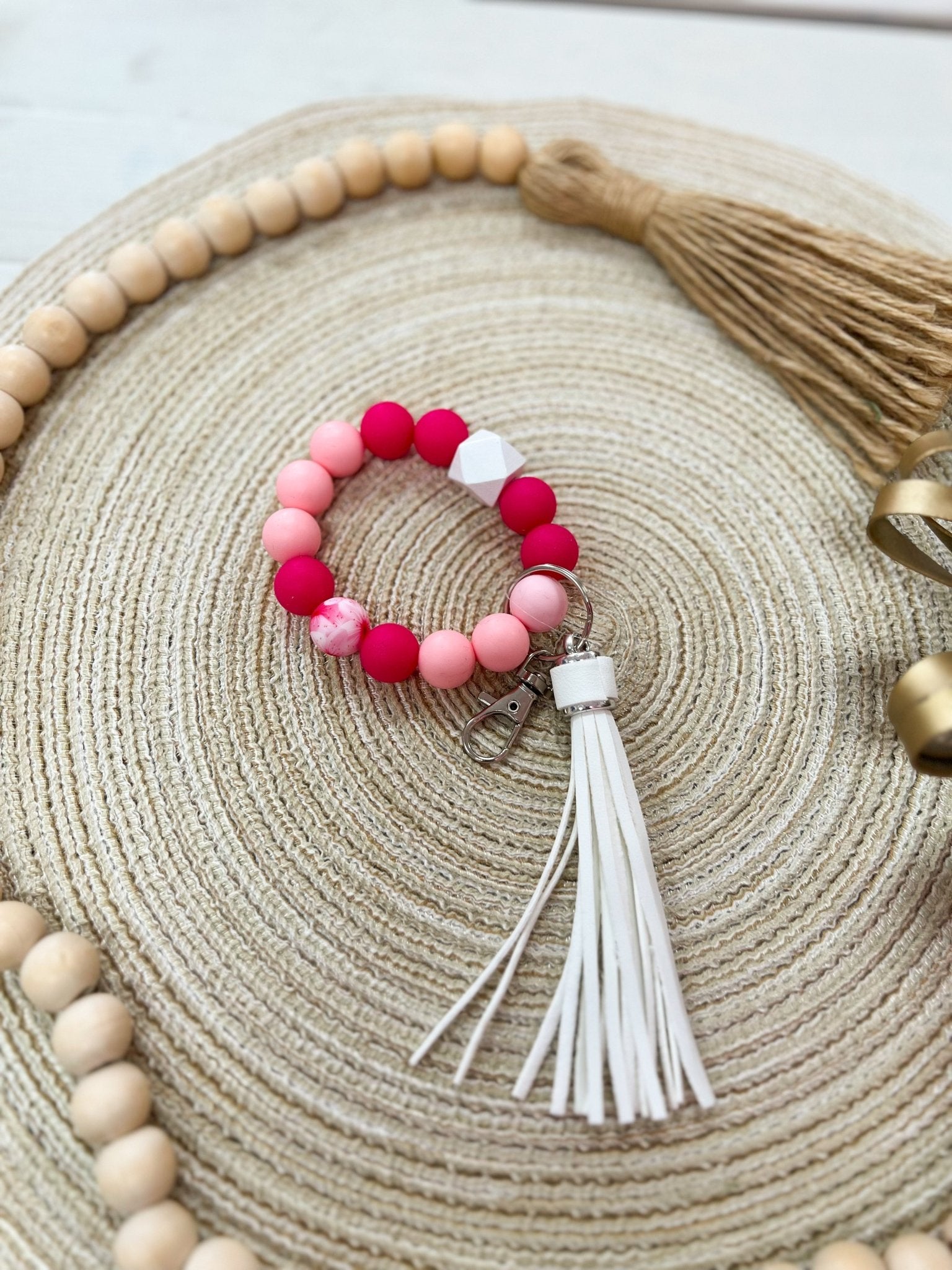 [Humble House] Bracelet Silicone Beaded Tassel Keychains - The Pink Pineapple 850
