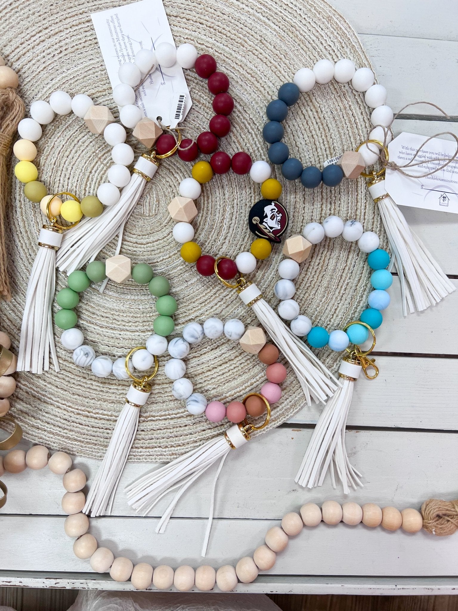 [Humble House] Bracelet Silicone Beaded Tassel Keychains - The Pink Pineapple 850