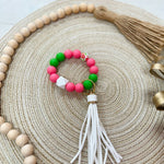 [Humble House] Bracelet Silicone Beaded Tassel Keychains - The Pink Pineapple 850