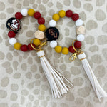 [Humble House] FSU Bracelet Silicone Beaded Gameday Tassel Keychains - The Pink Pineapple 850