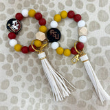 [Humble House] FSU Bracelet Silicone Beaded Gameday Tassel Keychains - The Pink Pineapple 850