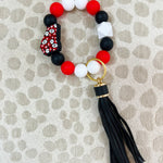 [Humble House] UGA Bracelet Silicone Beaded Gameday Tassel Keychains - The Pink Pineapple 850