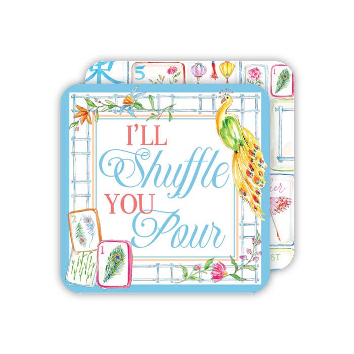 I’ll Shuffle You Pour Mahjong Tiles Coaster - The Pink Pineapple 850