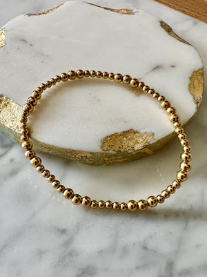 Variegated Bead 14k Gold Filled Bead Bracelet 4mm