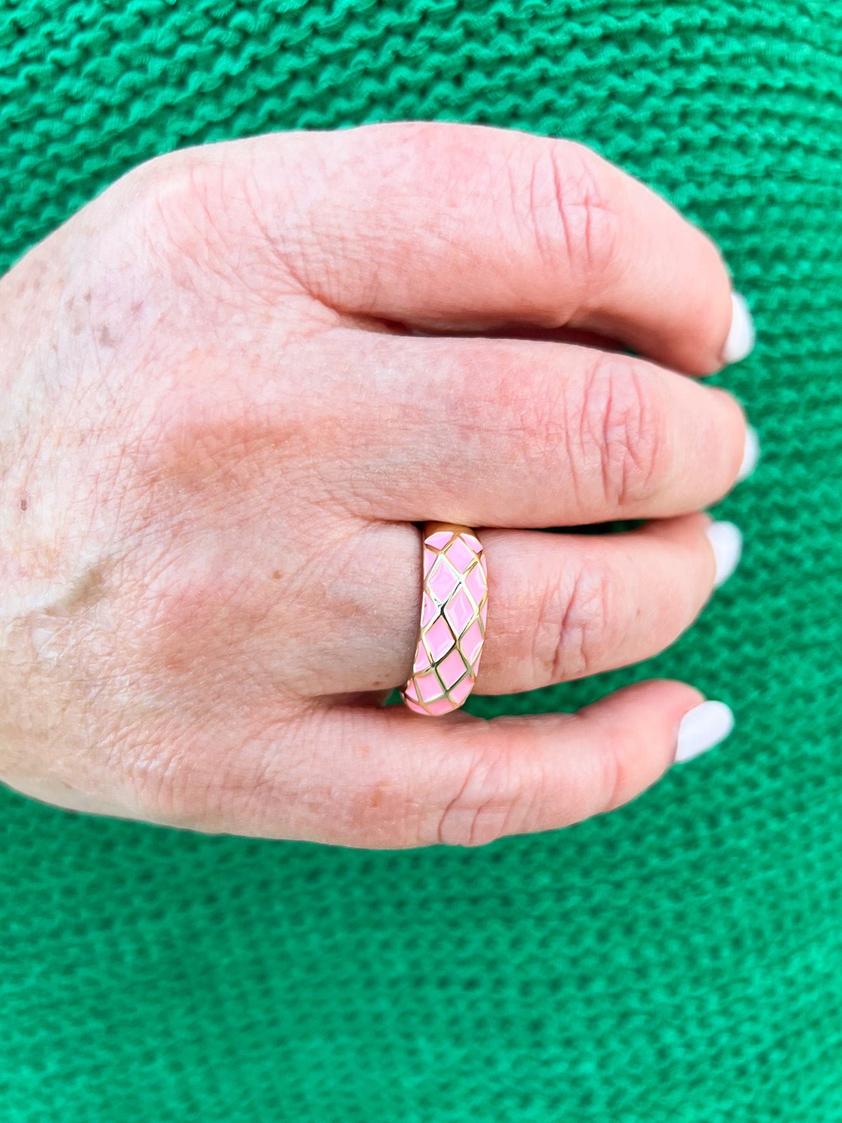 Irene Pink Checkered Ring - The Pink Pineapple 850